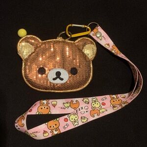 Rilakkuma Sequin Coin Purse Lanyard Set from Japan